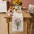 thumbnail image 2 of Pink Tulip Table Runner - 70 Inch Long Spring Floral Romantic Flowers Rustic Cotton and Linen Blended Dress Scarves Farmhouse Table Runner for Kitchen Dining, Coffee Table, 13" x 70", 2 of 8