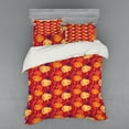 thumbnail image 2 of Monstera Leaf Duvet Cover Set, Exotic Plant Leaves with Warm Colored Background Hawaiian Foliage Silhouettes, Bedding Set with Shams and Fitted Sheet, 3 Sizes, by Ambesonne, 2 of 3