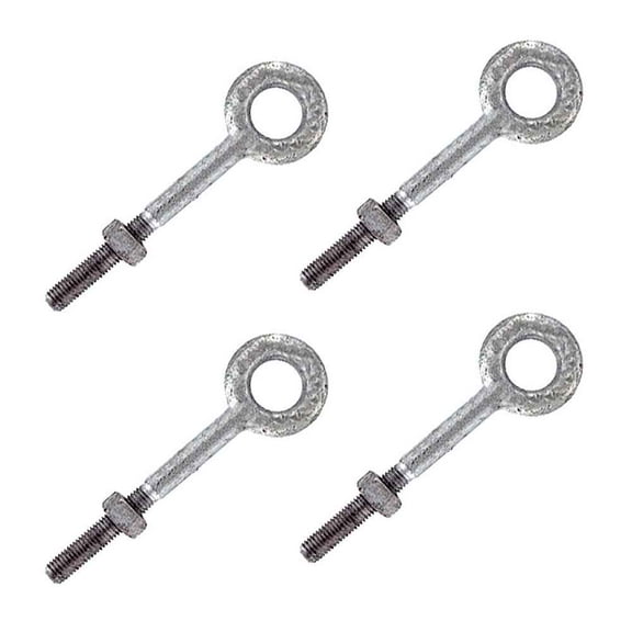 1/2" x 10" Galvanized Steel Eye Bolts – 4 Pack