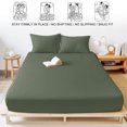 thumbnail image 5 of King Size Fitted Sheet Set - Pure Army Green 3 Piece Bedding Sets 16" Deep Pocket Fitted Sheet with 2 Pillowcases, Modern Solid Color Minimalist Art Brushed Microfiber Hotel Luxury Bed Sheets, 5 of 9