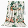 thumbnail image 2 of Tropical Retro Camper Beach Scene Whimsical Illustration Of, Rustic Camping Scene, Warm Flannel Blanket for Cabin and Lodge, Outdoor Lovers Camping Gift, Rustic Home Decor, 2 of 7