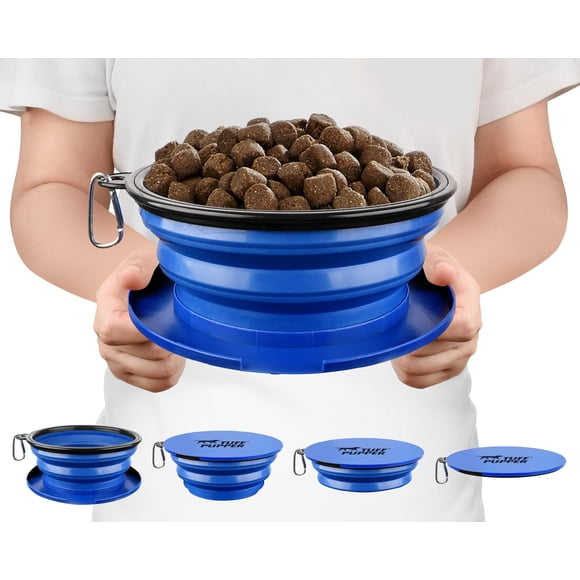 Tuff Pupper SuperBigSlurp Collapsible Dog Bowls, Practical Travel Bowls for Dogs with Storage Lid, Keeps Puppies Hydrated and Full, XL (60 oz)