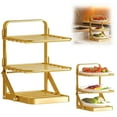 thumbnail image 2 of Kitchen Storage Basket,3 Tier Countertop Fruit Basket for Kitchen,Wall Mounted Kitchen Storage Rack,Large Capacity Rectangular Storage Stand,Foldable Metal Organizer for Bread Vegetable Fruits(Gold), 2 of 9