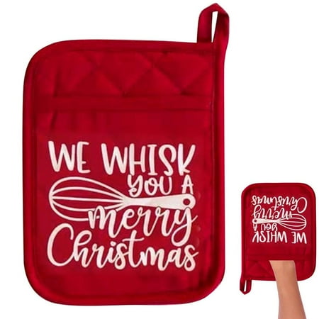 

Ksruee Pot Holder Christmas Reusable Oven Mitts Christmas Potholders with Pocket Oven Mitt Gift for Teacher Neighbor Coworker Family relaxing