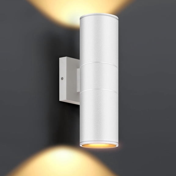 GCGAFUL 12 Inch LED Outdoor Wall Lights, White Hardwired Porch Sconce, 2700K Waterproof Lighting for Front Door, Patio