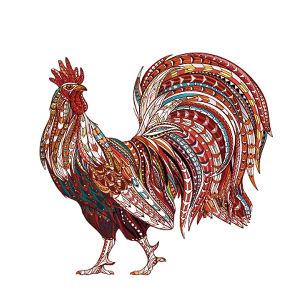 Wooden Jigsaw Puzzle Unique Shape Rooster Puzzle Gift for