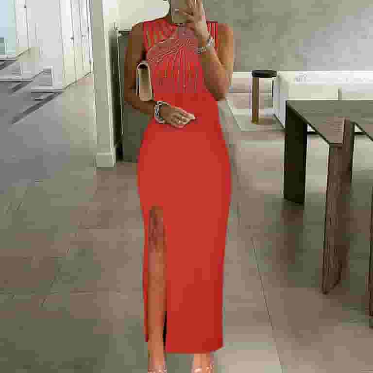 Fashion Elegant Solid Split Joint Strap Design O Neck A Line Dresses(4 colors) Fashion Elegant Solid Split Joint Strap Design O Neck A Line Dresses(4 colors)