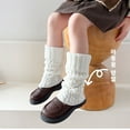 thumbnail image 6 of Splozh Toddler Girl Socks Knee High Kids Solid Color Leg Warmers Knitted Leg Warmers Loose Socks Knee High Leg Warmers for Girls White,One Size, 6 of 6