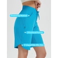 thumbnail image 3 of baleaf Bermuda Shorts for Women Knee Length 9'' Long Zipper Pockets High Waisted Quick Dry Lightweight Aqua Blue L, 3 of 7