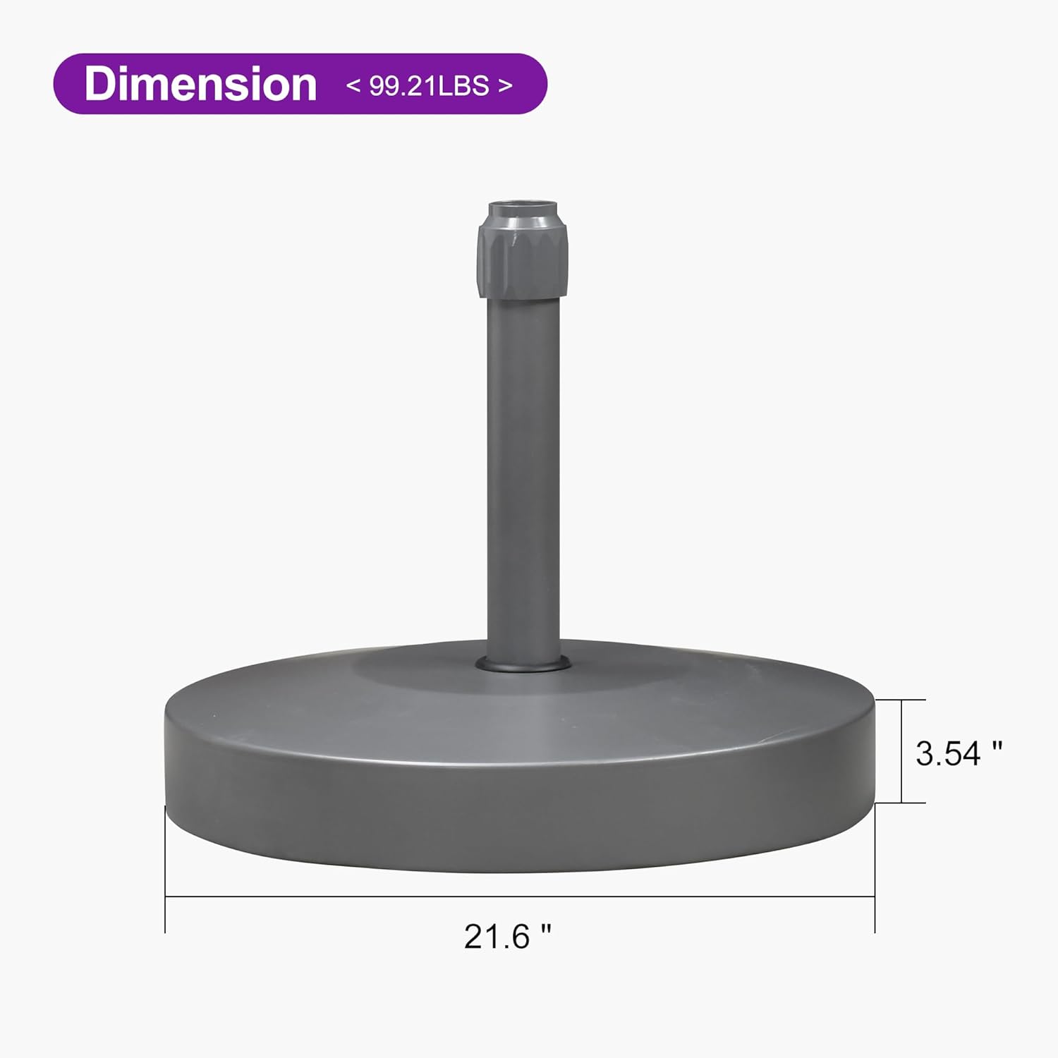 PURPLE LEAF Patio Umbrella Base Stand Market Table Umbrellas Outdoor Heavy Duty Round Concrete Stand 99 LBS Black