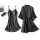 thumbnail image 3 of Conjuntos de pijama para mujer Umfun, de satén liso, de seda, para dormir, camiseta sin mangas, pantalones cortos, vestidos, batas, conjuntos de pijama de tres piezas, conjunto de estar por casa a, 3 of 5