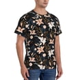thumbnail image 2 of Bixox Men's Lilies Flowers Printed Short Sleeve Skinny Athletic T-Shirt, 2 of 6