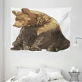 thumbnail image 1 of Bear Tapestry, Big and Cute Mammal Sitting Smiling Wildlife Beast Nature Inspired Cartoon Mascot, Wall Hanging for Bedroom Living Room Dorm Decor, 80W X 60L Inches, Taupe Brown, by Ambesonne, 1 of 2