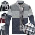 thumbnail image 5 of Suéter tipo cárdigan de otoño e invierno para hombre, suéter con cremallera, forro polar grueso, cuello en V, suéter holgado y cálido para hombre, 5 of 5
