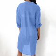 thumbnail image 7 of NMMUED Women's Swimsuit Cover Up Summer Beachwear Long Button Down Shirt Bikini Bathing Suit Beach Coverup Midi Dresses Light Blue A, 7 of 7