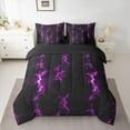 thumbnail image 2 of Feelyou Dreamy Lightning Bedding Comforter Set 7pcs for Teen, Purple Gradient Abstract King Bedding Sets, Modern Neon Glowing Reversible Bed Sheets, Breathable Home Decor, 2 of 7