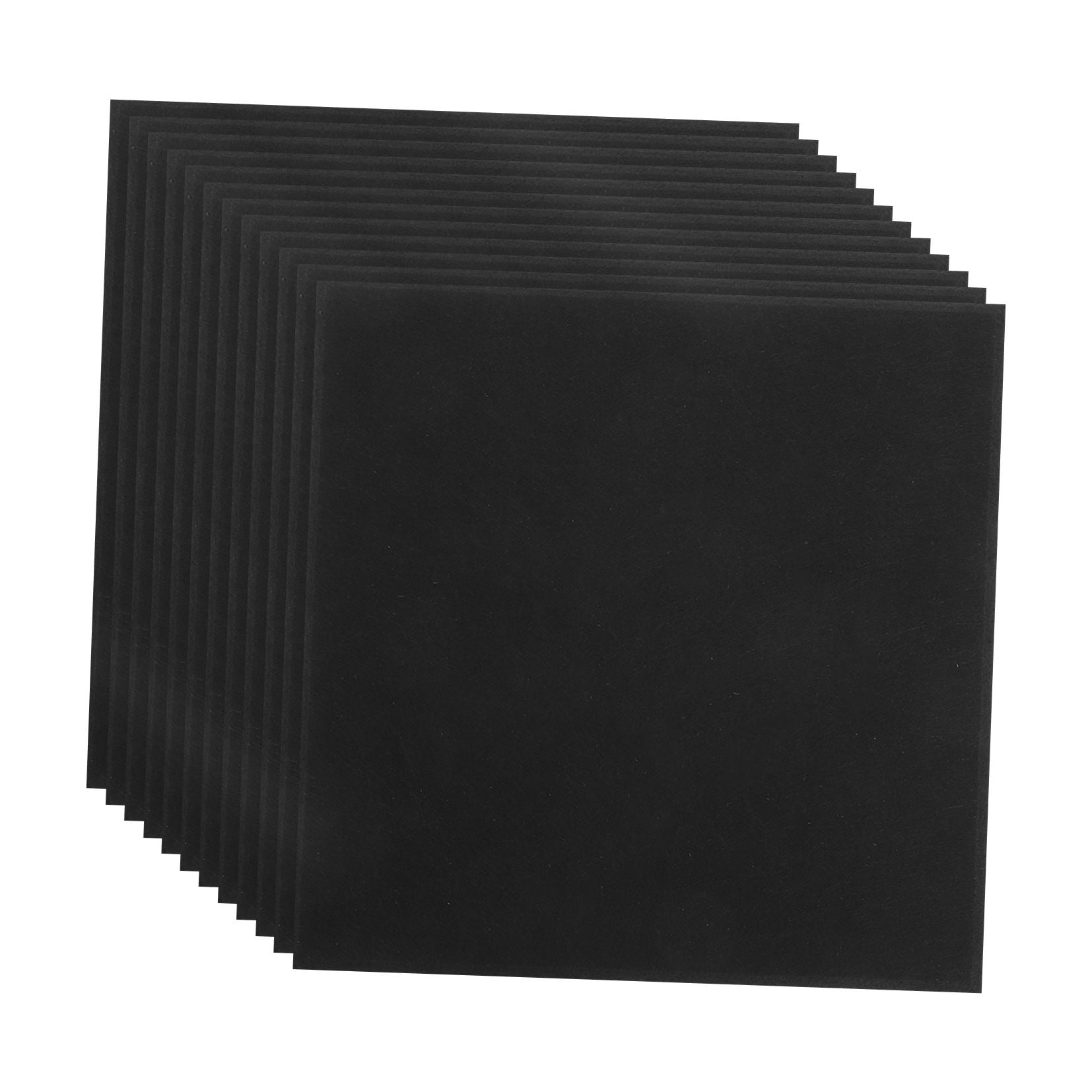 Hytrove Black Acoustic Wall Panels Self-Adhesive 12pcs Polyester Flat Grid Design for Home Theater Soundproofing
