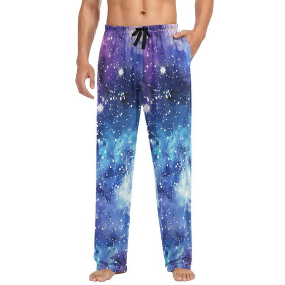 Men's Pajama Pants Brightly Glittering Shiny Galaxy Soft Long Sleep Lounge Pants M