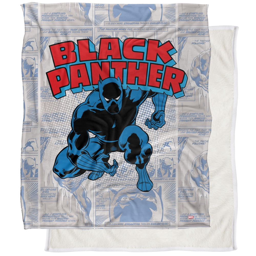 Marvel Black Panther Blanket, 50"x60", Retro Black Panther, Silky Touch