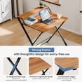 thumbnail image 3 of EDX Small Folding Desk with Shelf, No Assembly 2-Tier Compact Computer Table, Portable Study Workspace for Bedroom, Home Office, Brown, 3 of 7