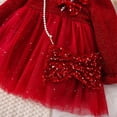 thumbnail image 4 of LUOGENLI Little Girls Dresses Size 5-6 Toddler Girls Dress Long Sleeve Red Bowknot Patchwork Mesh Princess Dress New Year Party Clothes Pageant Dresses for Girls 14-16 2-3 Years, 4 of 6