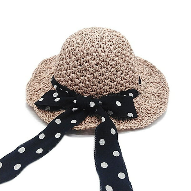 Baby Beach Hats 1-2T Summer Baby Girls Cap Dot Ribbon ...