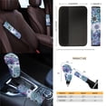 thumbnail image 4 of Renewold Bohemian Flower Blue Violet 14 PCS Car Seat Cover Full Set, with Steering Wheel Cover Seat Belt Covers Trash Can Rear View Mirror Cover Center Console Cover Cup Coasters Handbrake Cover Set, 4 of 7
