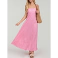 thumbnail image 6 of Komoo Women Graphic Cami Dress Sleeveless Backless Striped Print Flowy Long Sundress with Pockets, 6 of 8