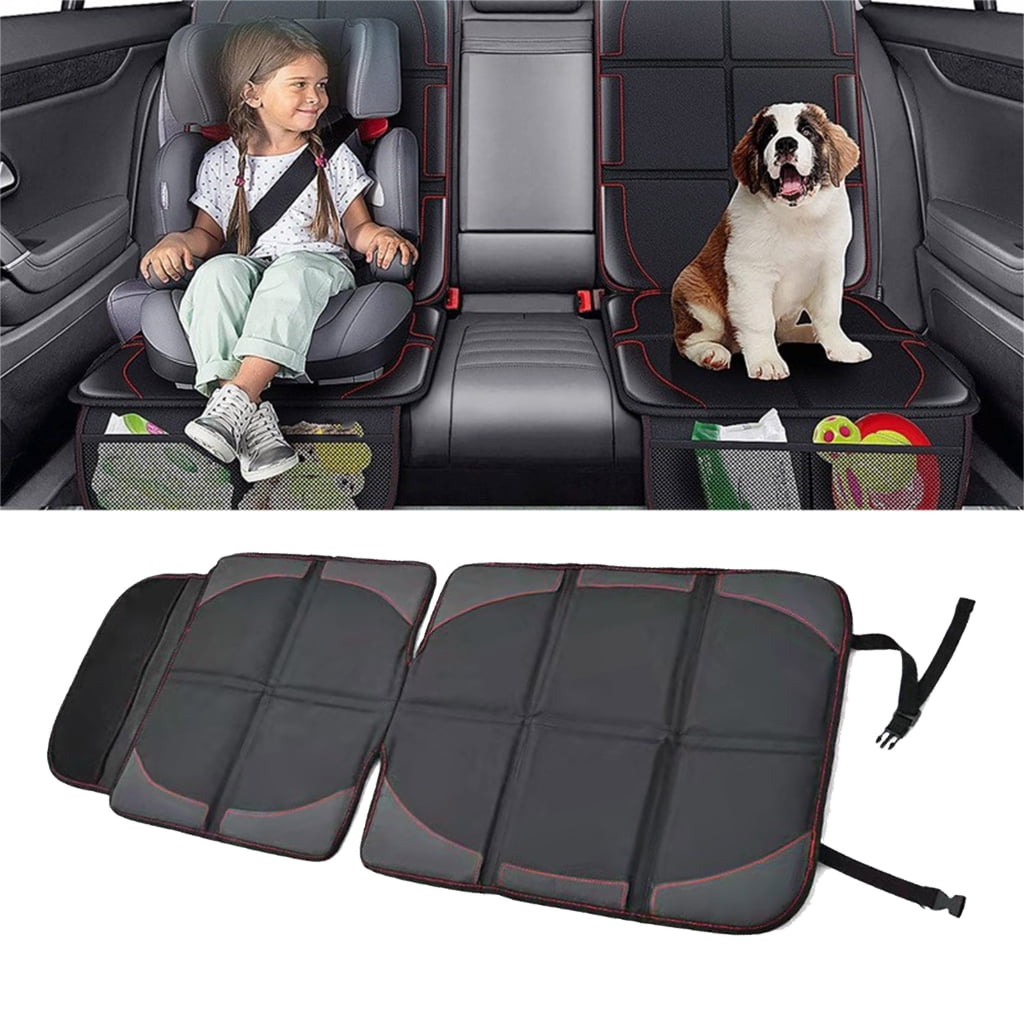 Car Seat Protector Waterproof Non Slip Thickened Padding Automotive Seat Cover Mat with Mesh Pockets for Child Baby Pets