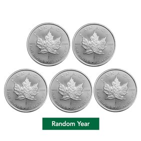 1 oz Silver Maple Leaf Coin - Random Year (Lot of 5)