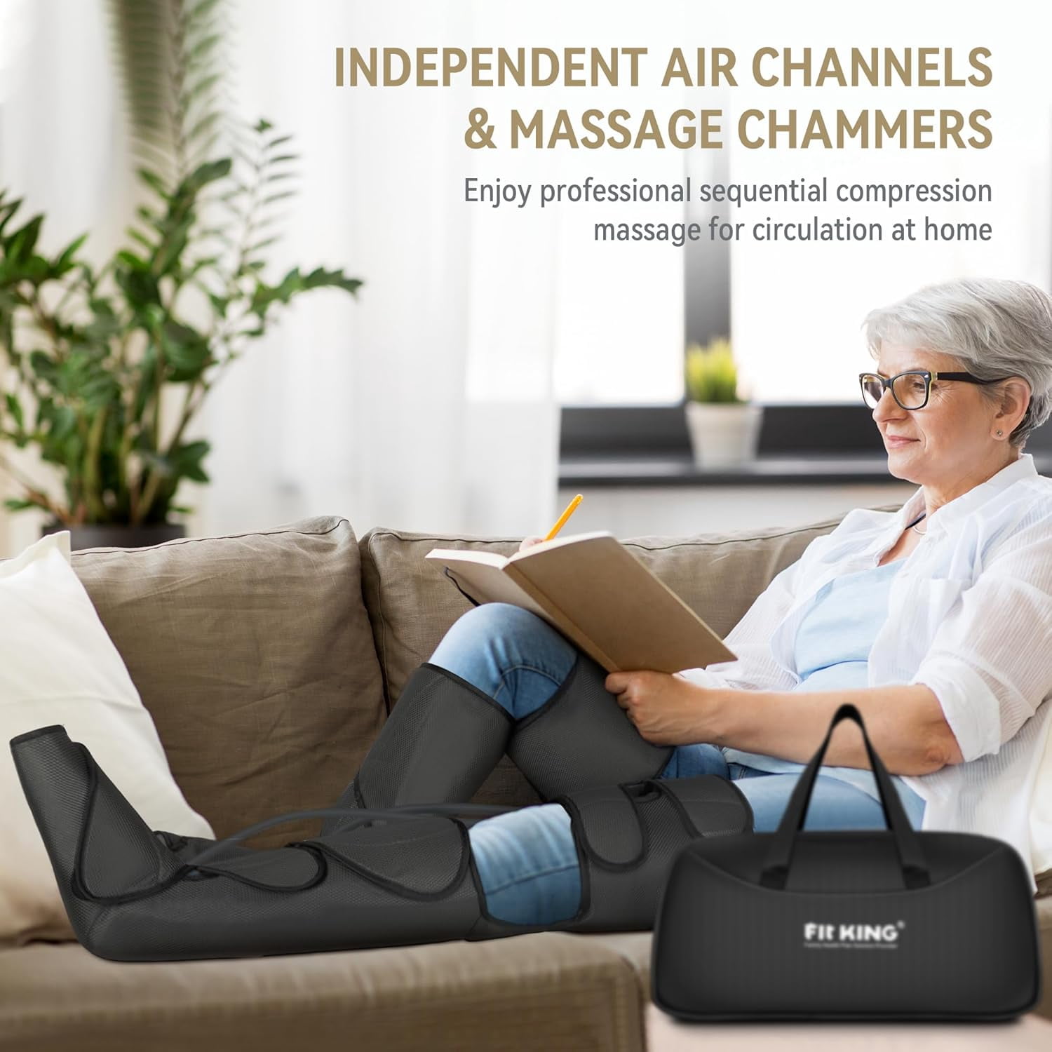 FIT KING Foot and Leg Massager for Circulation and Relaxation with Hand-held Controller 3 Modes 3 Intensities FT-012A