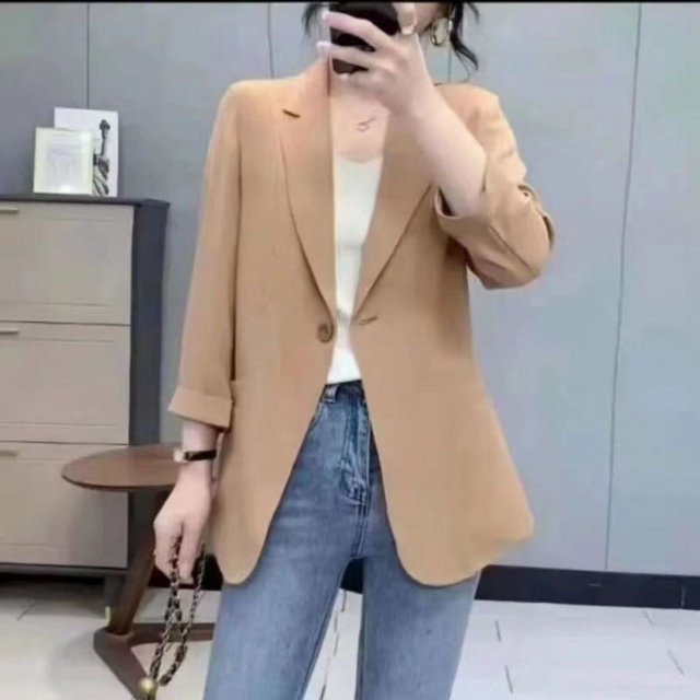 Internet Celebrity Explosion Chiffon Double-Layer Sun Protection Clothing plus size Summer Middle-aged Female Mother 9-Sleeve Small Suit Thin Jacket