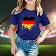 thumbnail image 1 of Hauts et T-Shirts pour Filles, T-Shirt à Manches Courtes et Col Rond avec Imprimé Drapeau Allemand, Tendance Mode Florale, 1 of 4