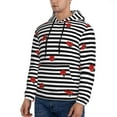 thumbnail image 3 of Bingfone Ladybugs On Black And White Striped Men'S Drawstring Hoodie Long Sleeve Pocket Sweatshirts-3x-Large, 3 of 9