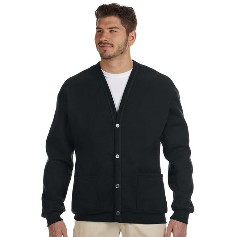 トップス JERZEES Sweat Cardigan ONE SIZE Jerzees Men's Fleece Cardigan Sweater - 773M - Large / X