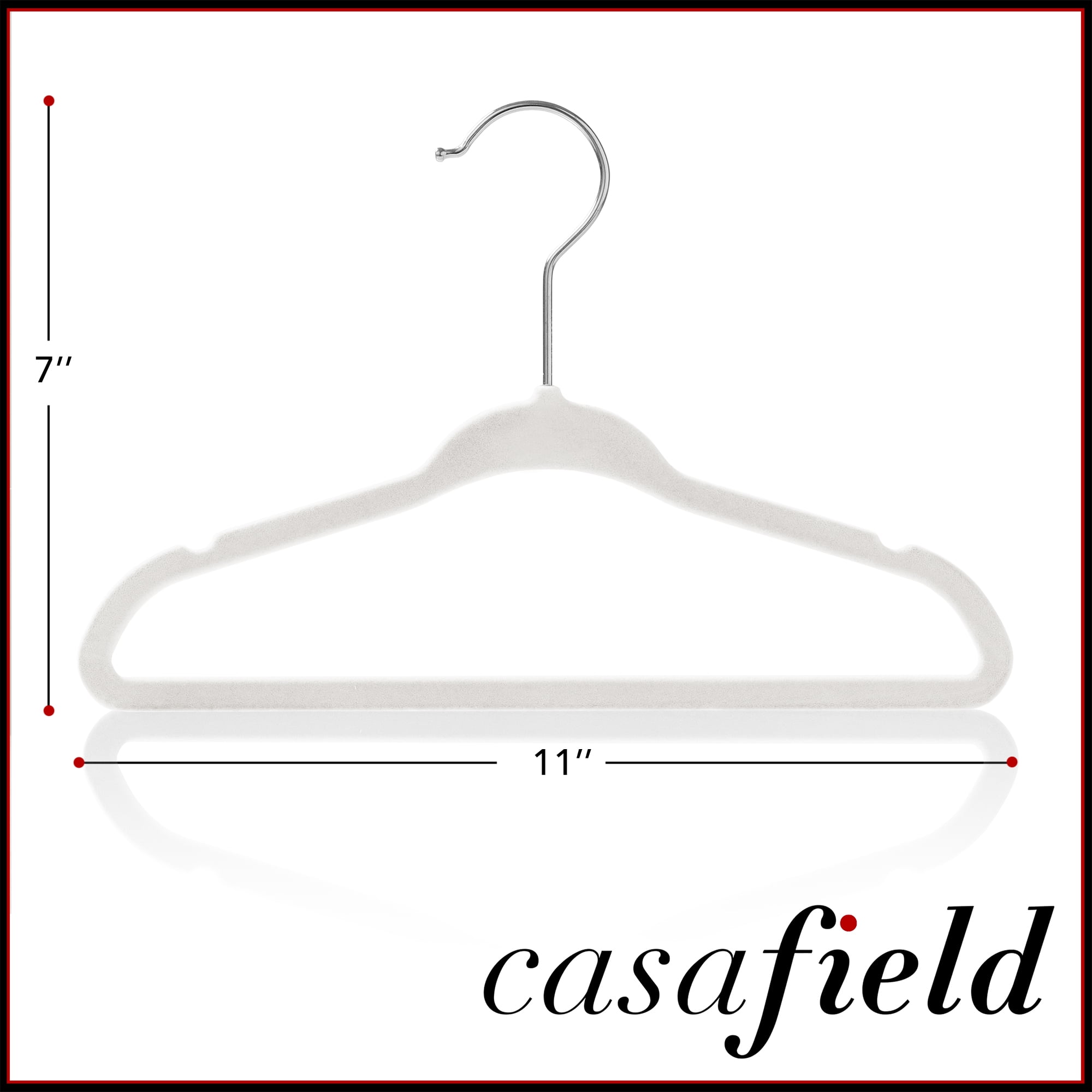 Casafield 100 Velvet Baby Hangers for Infant & Toddler Clothes, 11" - Ivory