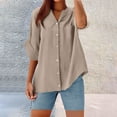 thumbnail image 2 of Linen Shirt For Women Breathable Tops Loose Crewneck Tops Womens Daily T Shirts Summer Shirts For Women 2025 Summer Dresses for Women Casual Outfits, 2 of 5