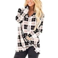 thumbnail image 1 of Minnieouse Camiseta de mujer Camiseta suelta de manga larga Blusa larga Top de cuello en V de otoño Prendas para la parte del cuerpo Tela escocesa de albaricoque L Minnieouse AP003132-18, 1 of 6