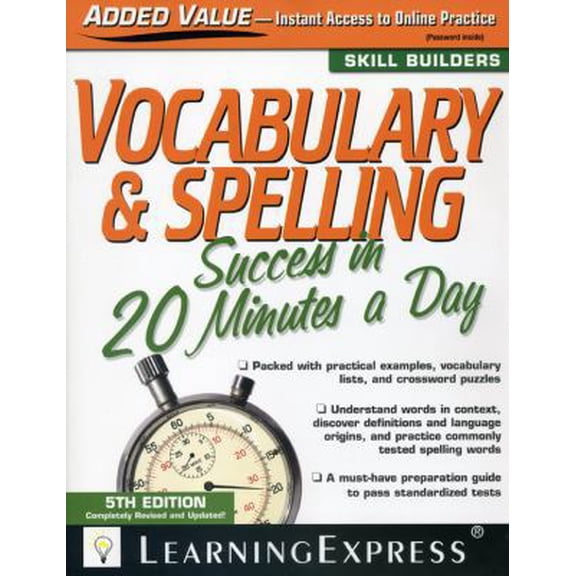 Pre-Owned Vocabulary & Spelling Success in 20 Minutes a Day (Skill Builders) (Paperback) 1576856836 9781576856833