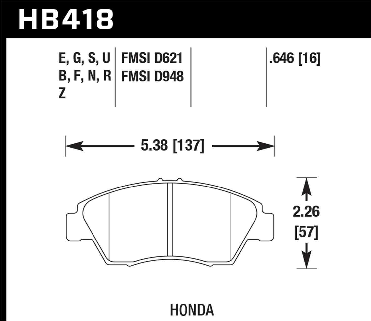 Hawk Performance HB418B.646 HPS 5.0 Disc Brake Pad Set