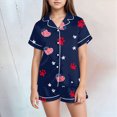 thumbnail image 2 of Kaprioy My First 4th of July Baby Girl Outfit Girls 2PCS Pajama Sets Button Down Short Sleeve with Shorts Sleepwear Summer Cute Lounge Outfit Sets for Teens, 2 of 5