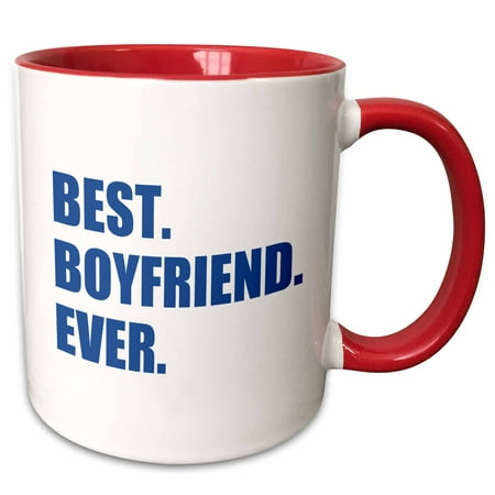 3dRose Dark Blue Best Boyfriend Ever navy text anniversary valentines day - Two Tone Red Mug,