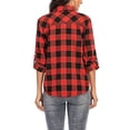 thumbnail image 1 of Innerwin Shirts Long Sleeve Ladies Blouse Holiday Button Down Loose Tops Red Black L, 1 of 4