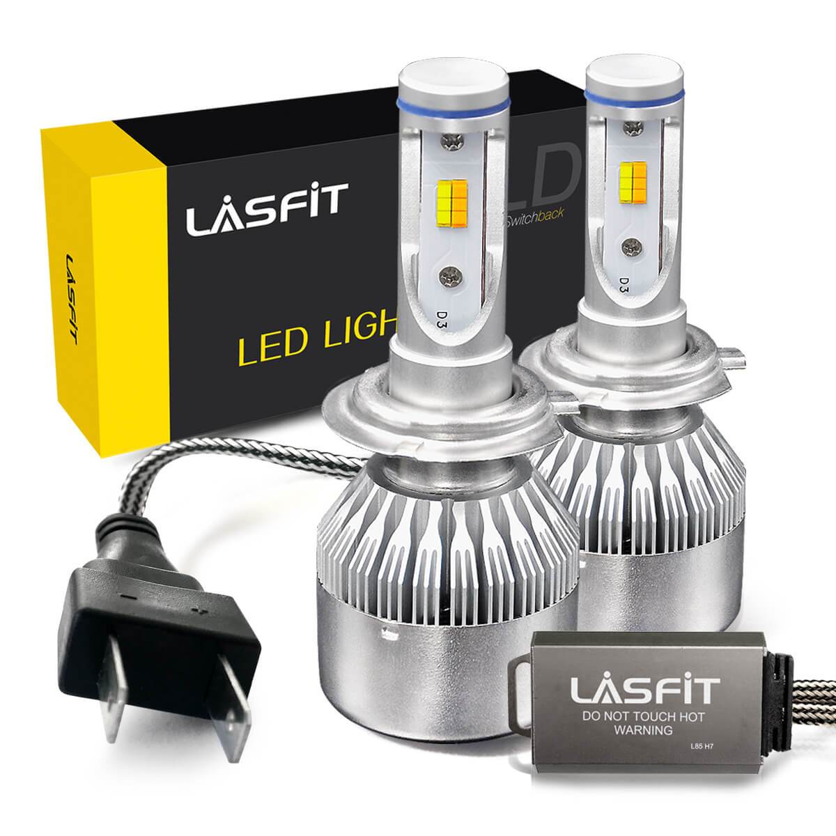 LASFIT H7 Dual Color LED Headlight Bulbs 2019 Newest Design 4 Modes