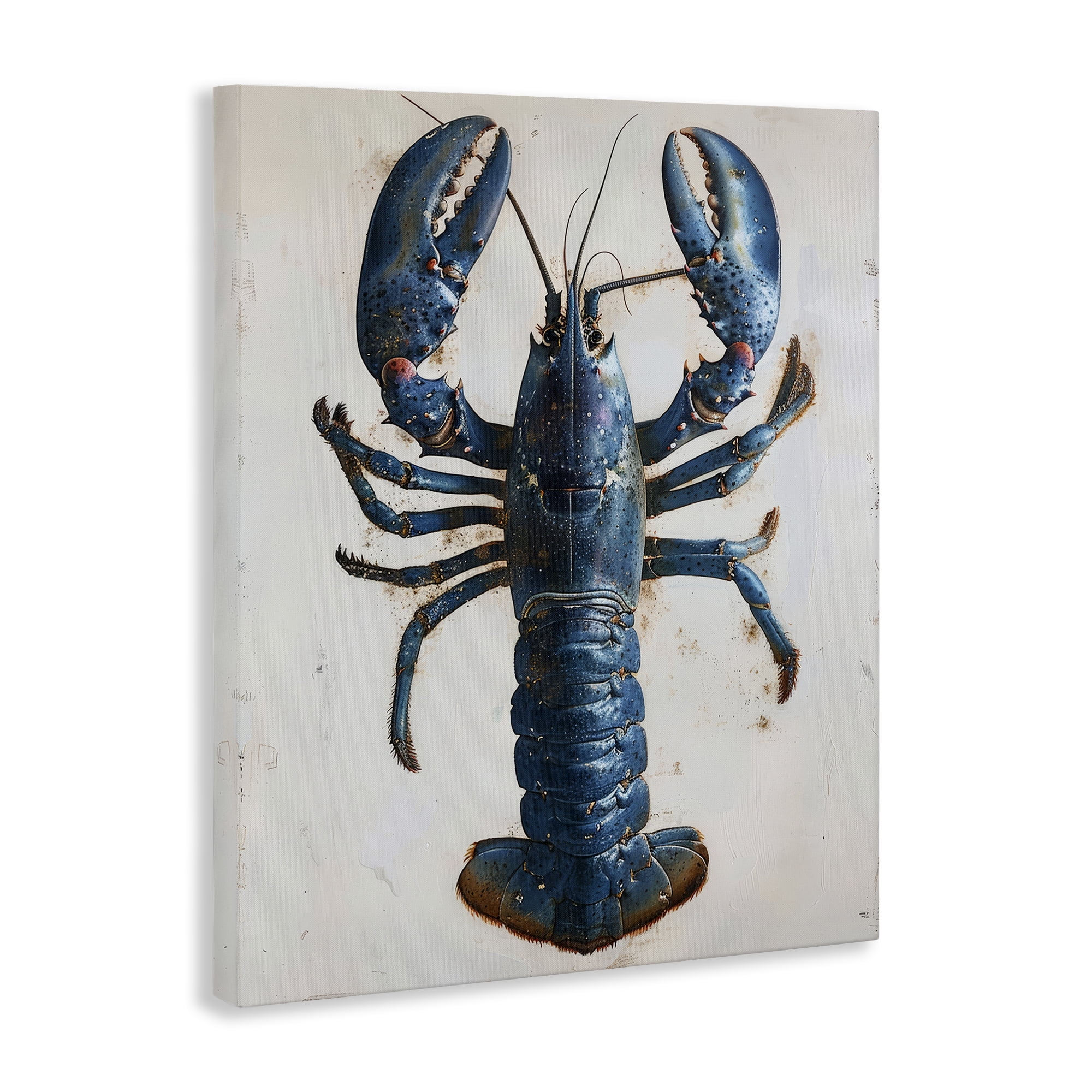 Stupell Industries Cyan Crustacean Lobster Animals Painting Wrapped Canvas Art Print Wall Art, 16 x 20