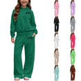 thumbnail image 5 of sususu Girls Clothes Long Sleeve Pull-On Sweatshirt and Wide Leg Pants 2 Piece Outfit Set, Size 5-14Years, 5 of 7