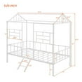 thumbnail image 7 of Metal House Bed, Twin Size Platform Bed Frame with Full-Length Guardrails and Ladder,Low Loft Bed Frame with Roof and Windows for Boys and Girls,White, 7 of 7