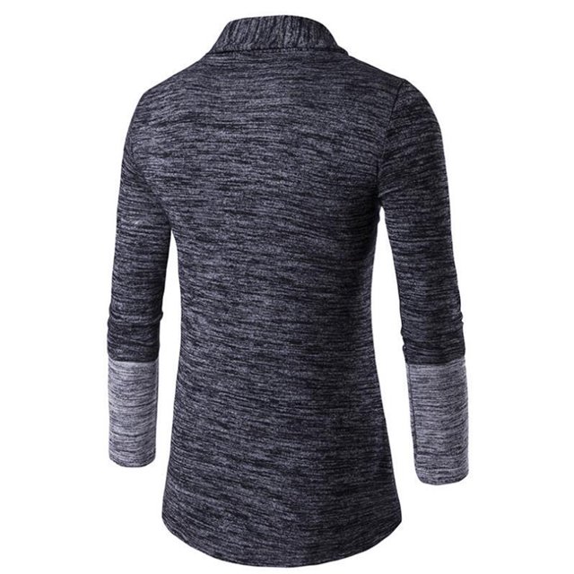 Cardigan Tricoté pour Hommes Automne Hiver Mode Patchwork Patte Contrastée Élégant Confortable Chaud Décontracté Ajusté