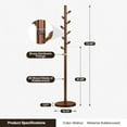thumbnail image 4 of WOOW DEPOT Large Wood Coat Rack Heavy Duty Freestanding Clothes Hanger Stand w/ Stable Base & 8 Bud Shaped Hooks for Corner Entryway Hallway Bedroom, 4 of 9
