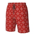 thumbnail image 4 of Balery Red White Snowflakes Traje de Baño Estilo Hawaiano para Hombre, Shorts de Secado Rápido con Bolsillos-XX-Large, 4 of 6